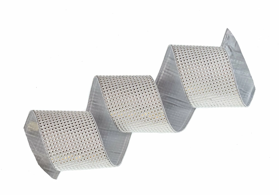 Budget π The π Christmas Palace 4" X 10YD SILVER DECO RIBBON Ribbon & Bows π 2 The Christmas Palace 4" X 10YD SILVER DECO RIBBON Ribbon & Bows