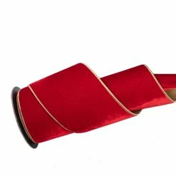 The Christmas Palace 6" X 10 YD RED VELVET FLASHY GOLD BACK RIBBON