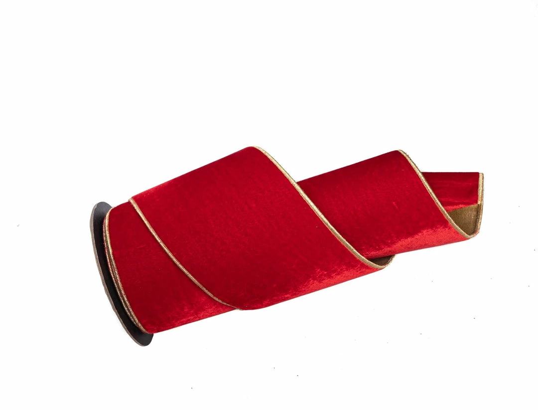 Brand new ✔️ The ❄ Christmas Palace 6" X 10 YD RED VELVET FLASHY GOLD BACK RIBBON ✨ 2 The Christmas Palace 6" X 10 YD RED VELVET FLASHY GOLD BACK RIBBON
