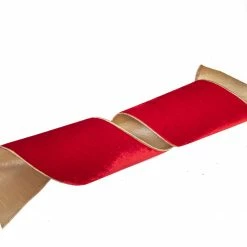 The Christmas Palace 6" X 10 YD RED VELVET FLASHY GOLD BACK RIBBON