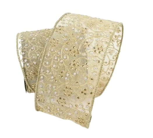 Top 10 β The π Christmas Palace Golden Empire 4" X 10YD GOLD JUBILLE VINES RIBBON π 1 The Christmas Palace Golden Empire 4" X 10YD GOLD JUBILLE VINES RIBBON