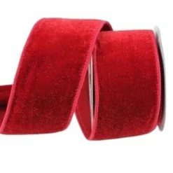 The Christmas Palace Ribbon & Bows 2.5" X 10YD RED VELVET DIAMOND DUST RIBBON