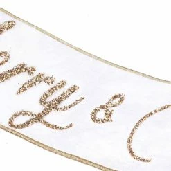 The Christmas Palace 6" X 4 FT WHITE & GOLD "MERRY & BRIGHT" BANNER RIBBON Ribbon & Bows