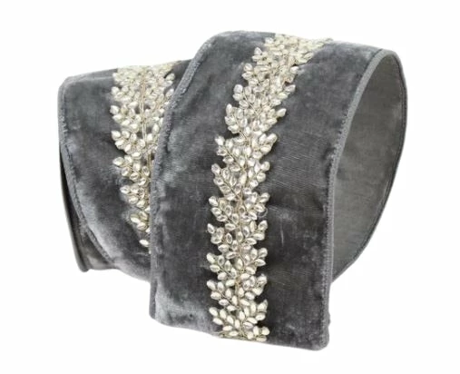 Brand new π The π Christmas Palace 4" X 5YD GREY ROYAL VINE RIBBON π₯ 1 The Christmas Palace 4" X 5YD GREY ROYAL VINE RIBBON