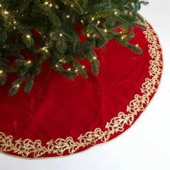 The Christmas Palace Skirts & Stockings 72" RED & GOLD ROYAL EMBROIDERY TREE SKIRT