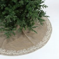 The Christmas Palace Skirts & Stockings 72" PLATINUM ELEGANT EMBROIDERY TREE SKIRT