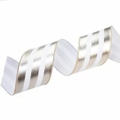 The Christmas Palace Ribbon & Bows 4" X 10YD PLATINUM FOIL STRIPED RIBBON