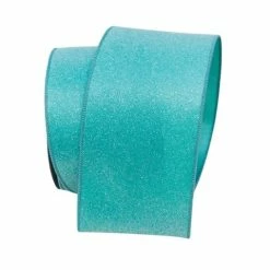 The Christmas Palace 4" X 10YD TEAL SUGAR CANDY RIBBON