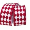 The Christmas Palace 2.5" X 10YD RED & WHITE HARLEQUIN RIBBON Ribbon & Bows