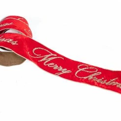 The Christmas Palace 4" X 5YD VELVET RED MERRY CHRISTMAS RIBBON Ribbon & Bows