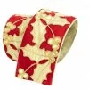 The Christmas Palace 4" X 5YD RED VELVET WITH GOLD HOLLY & TRIM