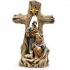 The Christmas Palace 10" WOOD GRAIN CROSS NATIVITY Nativity & Stables
